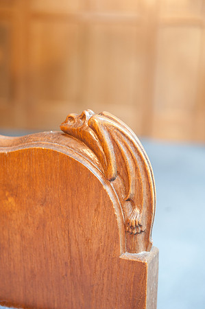 wooden carving on pew (May 2019)