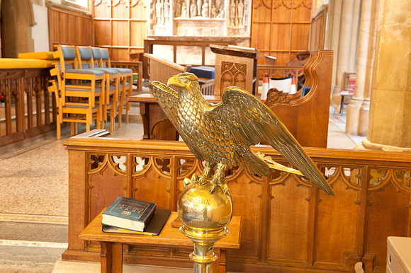 eagle lectern before steps to chancel (May 2019)