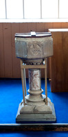 font in nave below framed altar frontal (May 2019)
