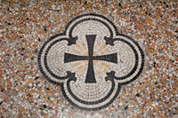 Cross in centre of altar mosaic floor (May 2019)