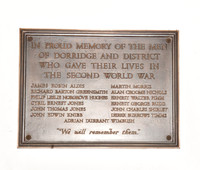 WWII memorial plaque to right of soldier's window and altar (May 2019)